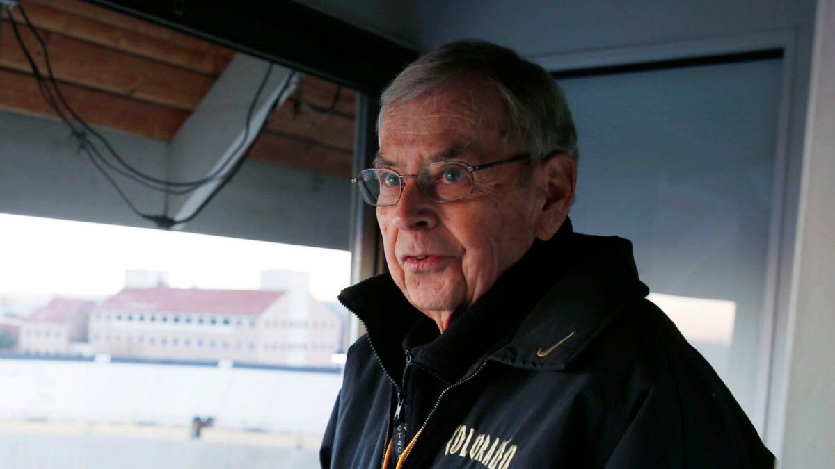 Larry Zimmer in the booth at CU's Folsom Field